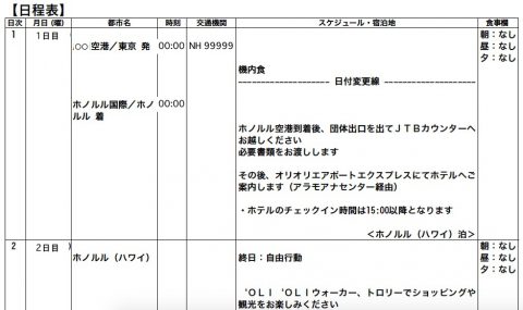 ハワイ旅行の日程表 Pdf が来ました たまにはトラベラー